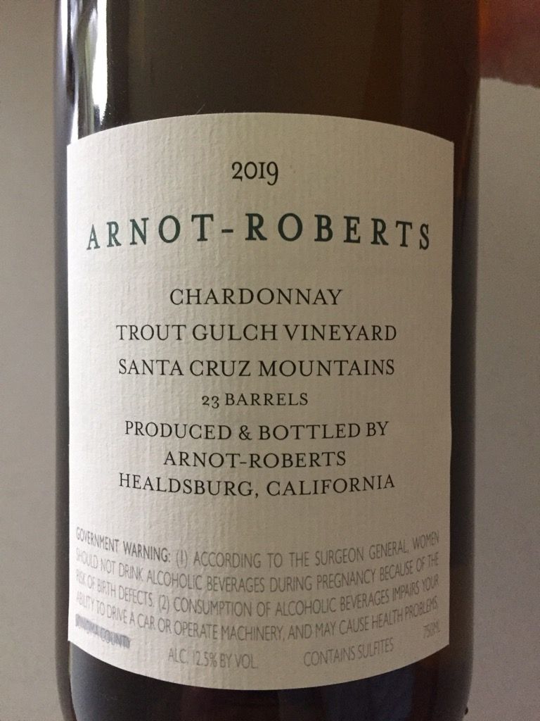 Arnot-Roberts 2019 Chardonnay Trout Gulch Vineyard