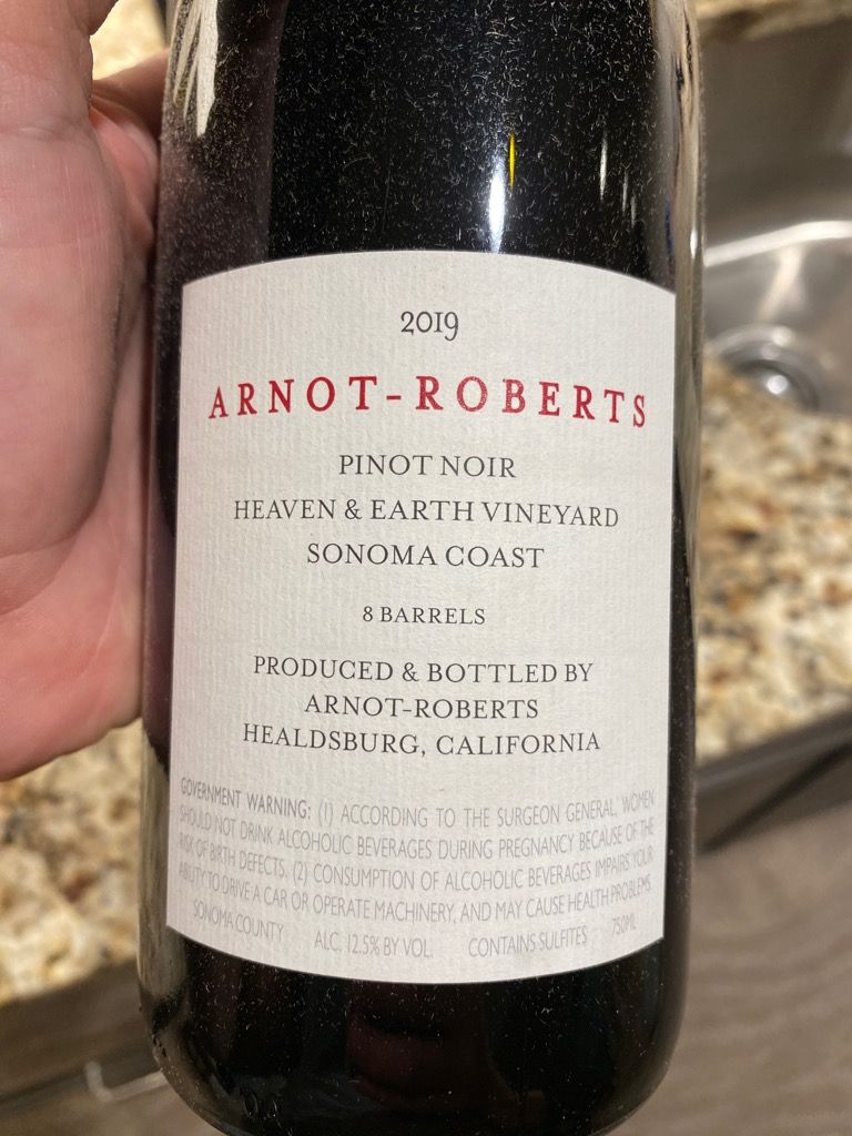 Arnot-Roberts 2019 Pinot Noir Heaven and Earth