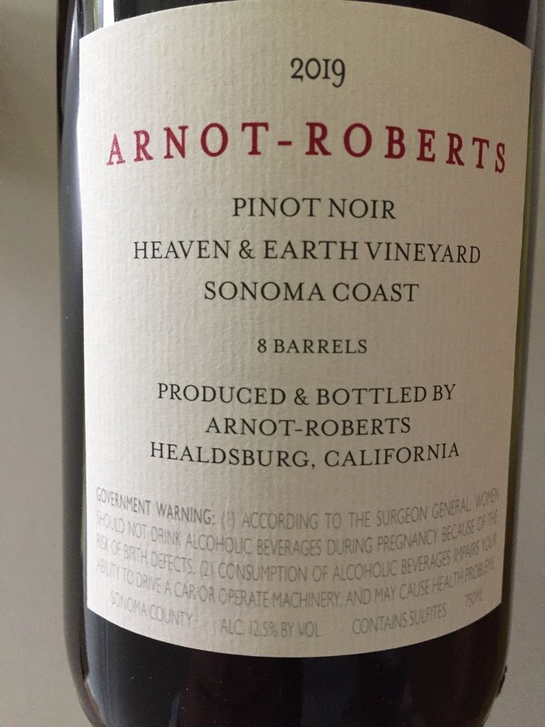 Arnot-Roberts 2019 Pinot Noir Legan Vineyard
