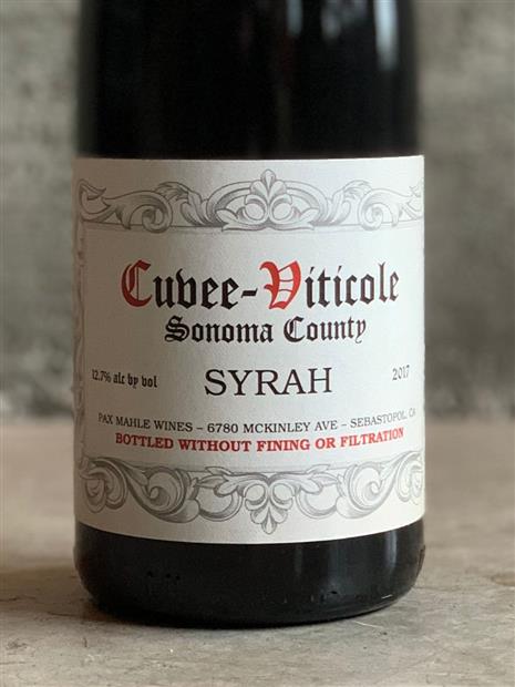 Pax 2017 Syrah Cuvee-Viticole