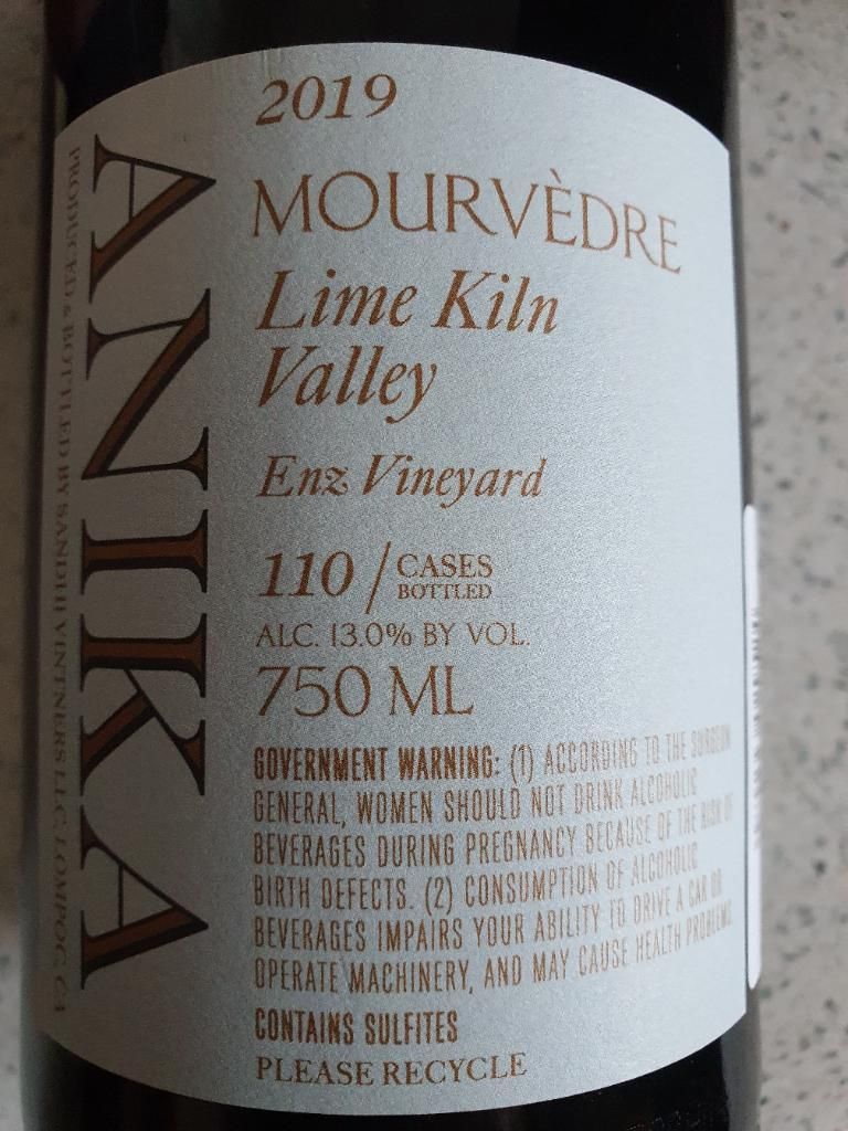 Rajat Parr Wine Club 2019 Mourvèdre Anika Enz Vineyard